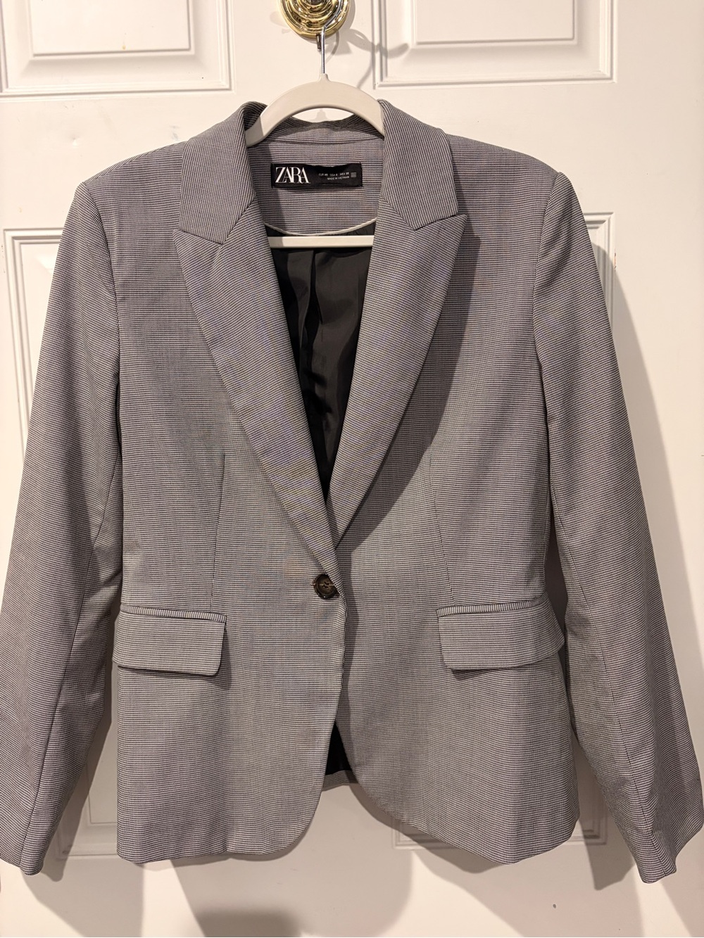 Zara Women's Houndstooth One Button Blazer/Jacket.